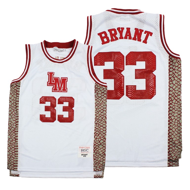Men's Los Angeles Lakers Kobe Bryant #33 NBA Mamba Forever Aternate High School Basketball White Basketball Jersey BBM7783UQ